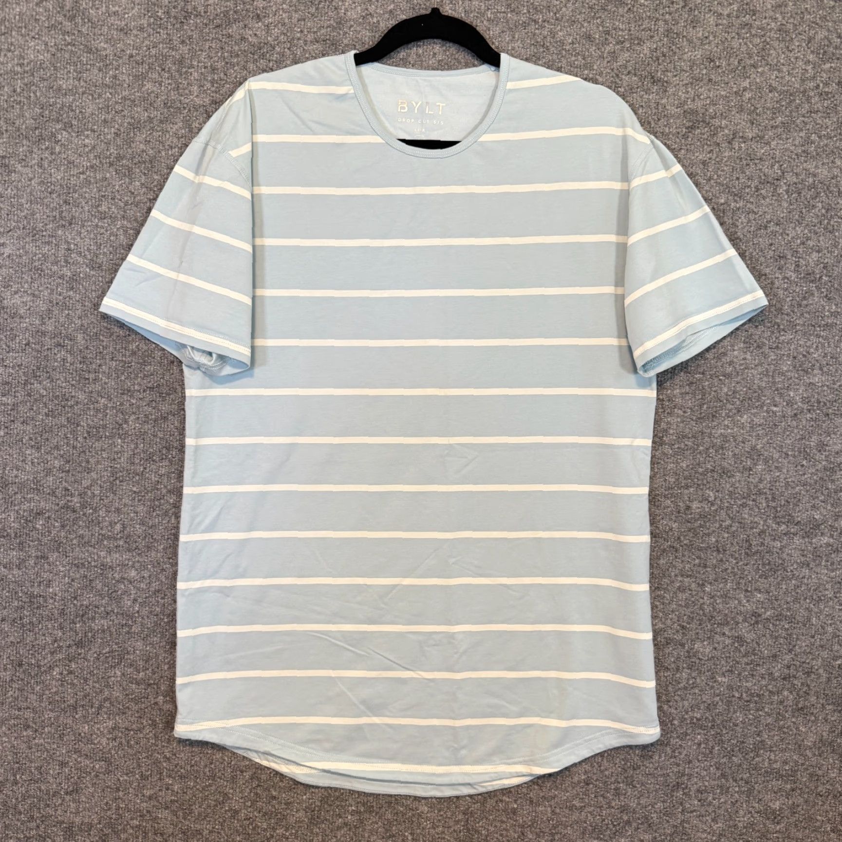 Vintage Bylt Shirt Mens Large Blue Striped Drop Cut Lux Stretch Athleisure Gym Size US L / EU 52-54 / 3 - 2 Thumbnail