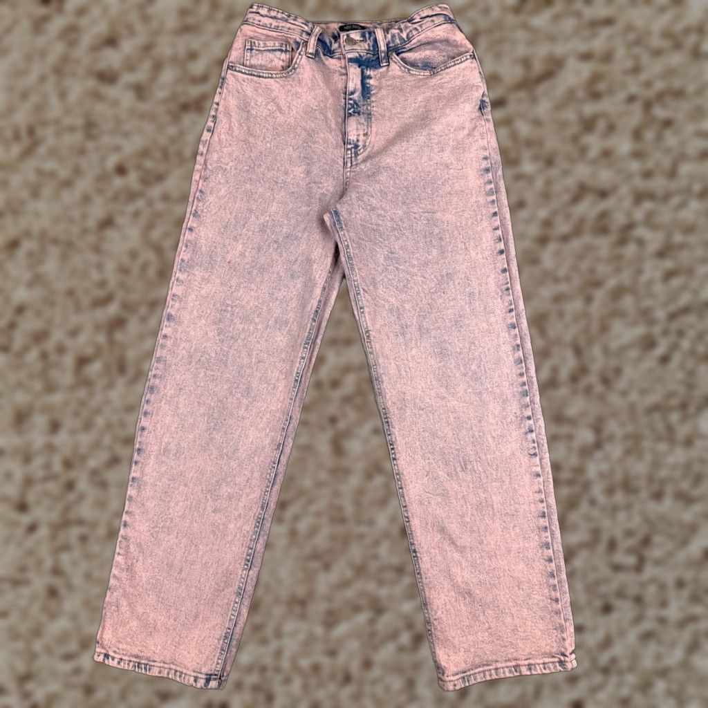 Vintage Wild Fabel Jeans Womens 4 Pink Blue Distressed High Rise Straight Cotton Size 27" / US 4 / IT 40 - 1 Thumbnail