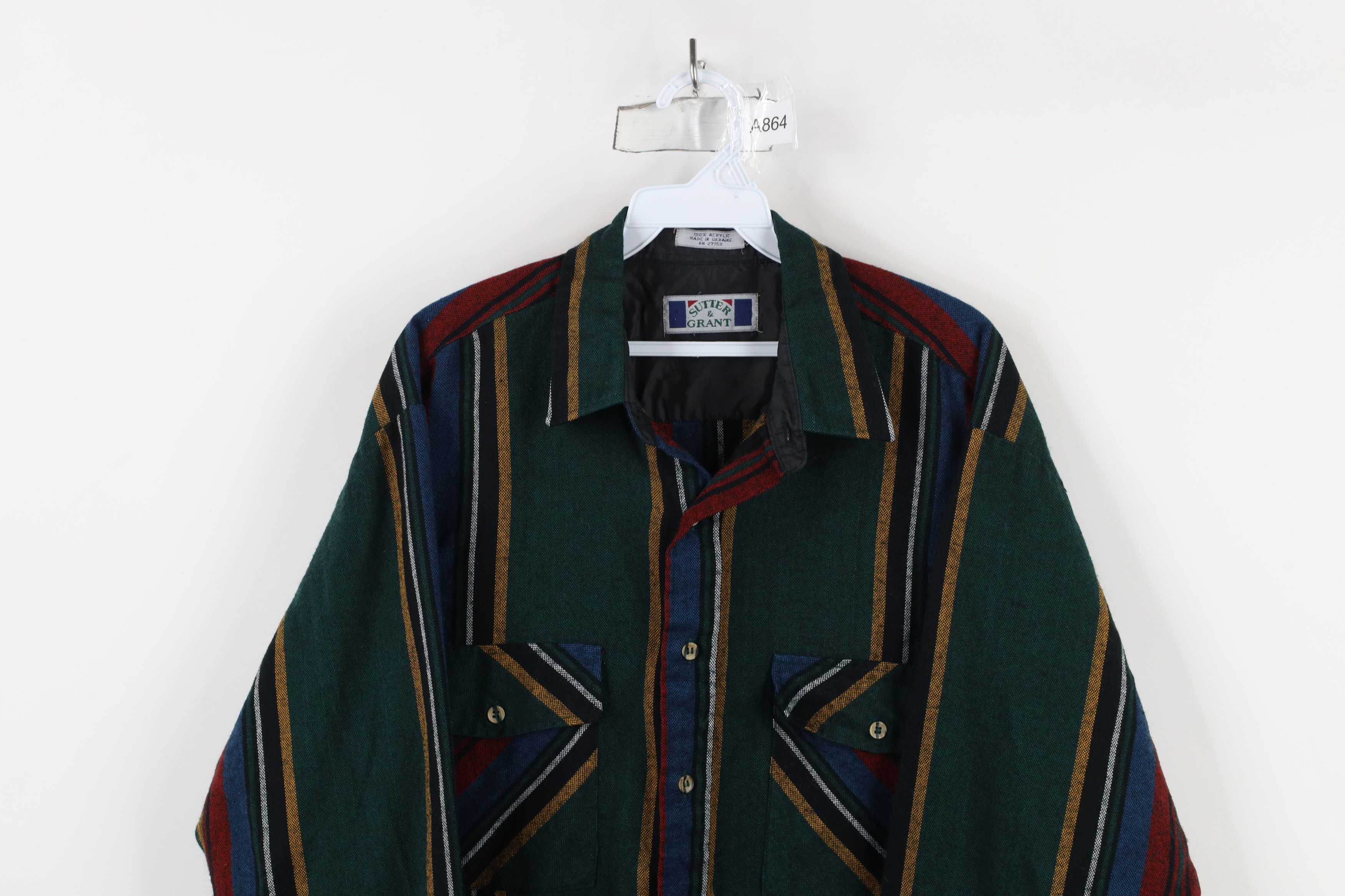 Vintage Vintage 90s Streetwear Rainbow Striped Knit Button Shirt Size US L / EU 52-54 / 3 - 2 Thumbnail
