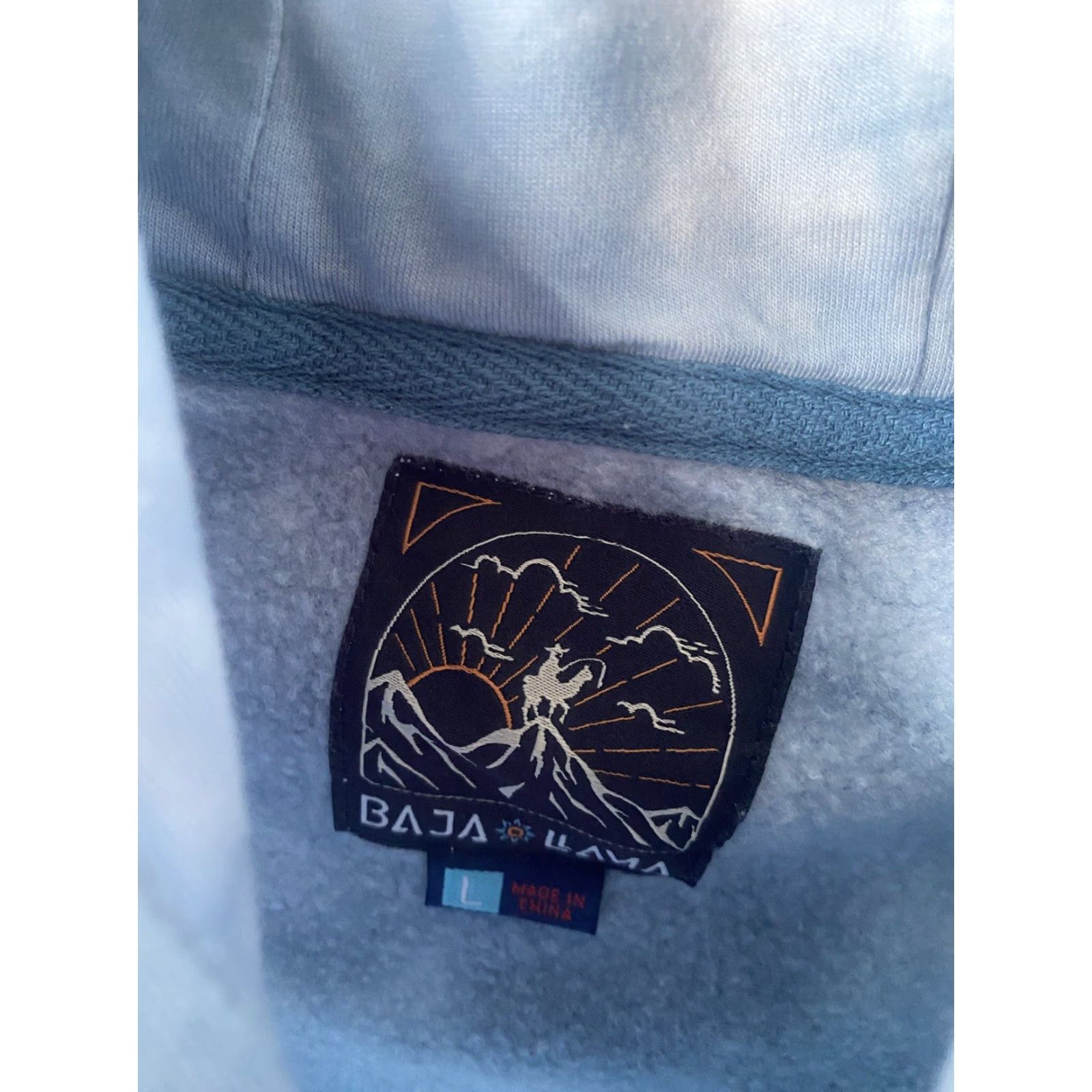 Vintage Baja Llama Helsinki Hoodie Sweatshirt Large Blue Tie Dye Men’s Knitted Pullover Hooded Pockets Logo Embroidered Size US L / EU 52-54 / 3 - 2 Thumbnail