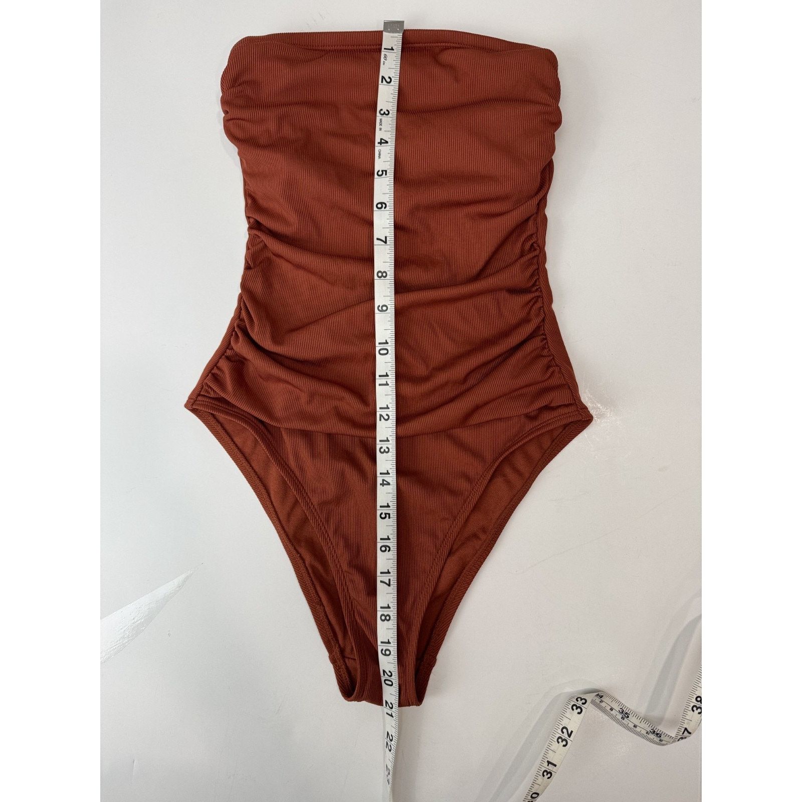Other Shade & Shore Shirred One-Piece Swimsuit Strapless Rust XS Size XS / US 0-2 / IT 36-38 - 6 Thumbnail