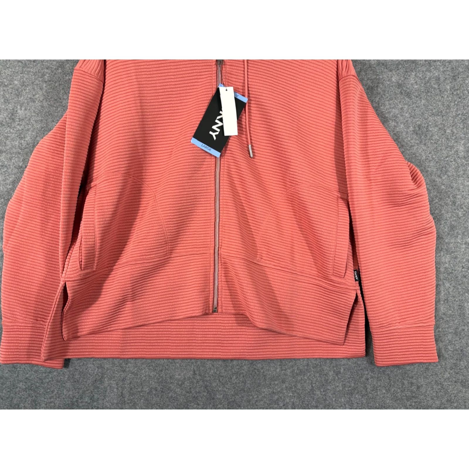 DKNY DKNY Ottoman Full-Zip Hoodie Womens L Faded Rose Ribbed Stretch Pockets NWT Size L / US 10 / IT 46 - 4 Thumbnail