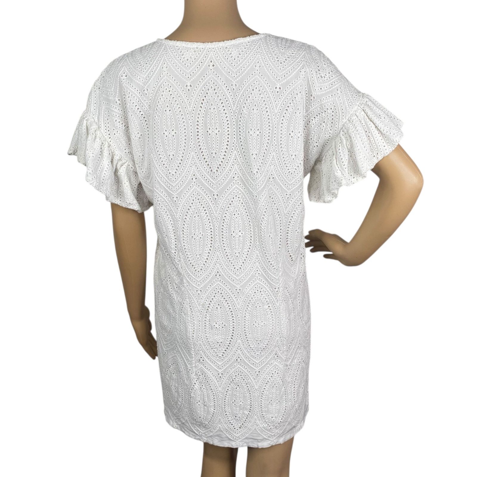 Marie Oliver Marie Oliver White Eyelet Ruffle Sleeve Shift Dress SZ XS Size XS / US 0-2 / IT 36-38 - 7 Thumbnail