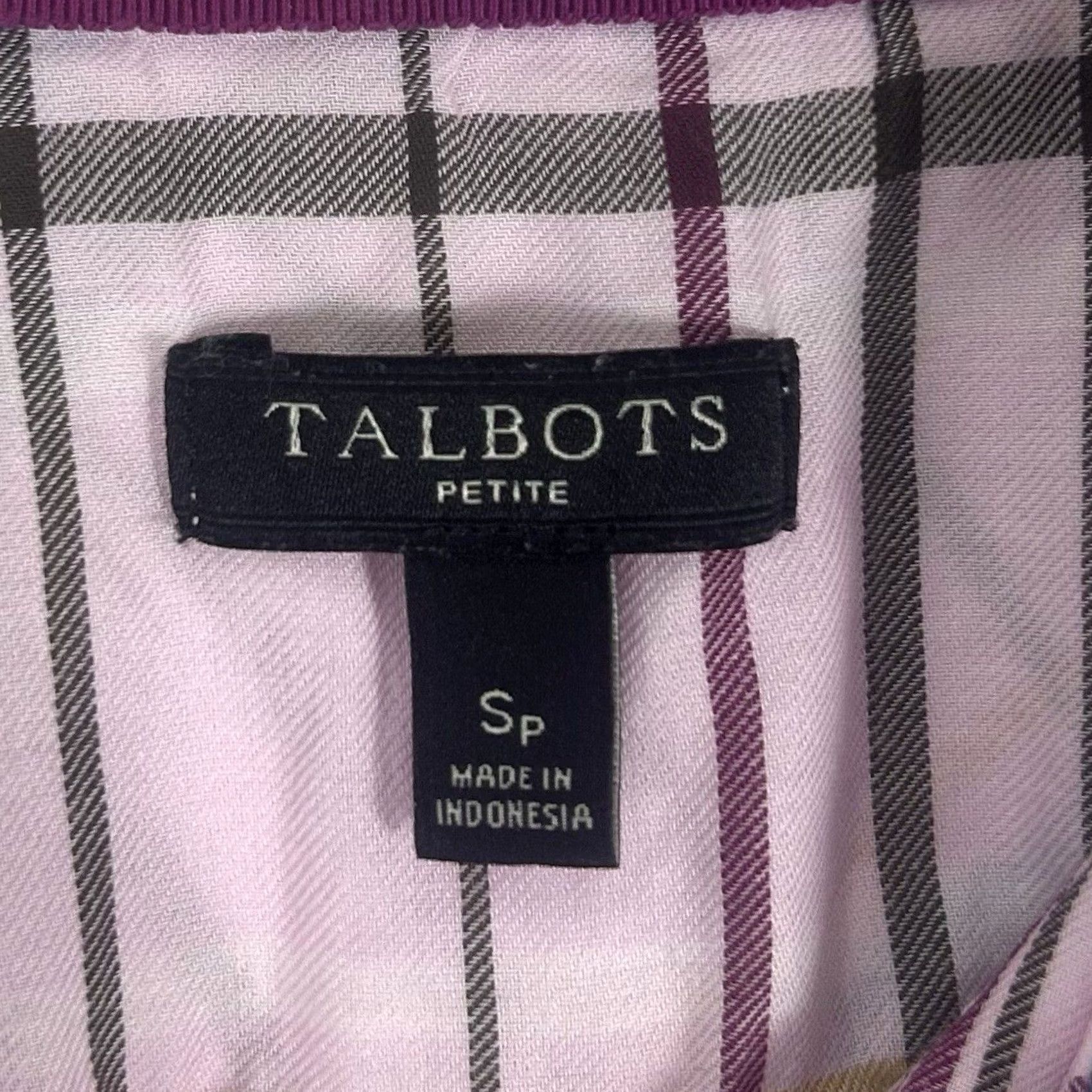 Talbots Talbots Shirt Plaid Pink Womens Petite Button-Up PS Casual Preppy 100% Cotton Long Sleeve Regular Button Collar Womens Size S / US 4 / IT 40 - 3 Thumbnail