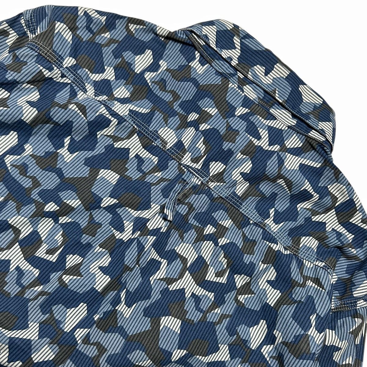 Japanese Brand Swellmob Shawl Collar Blue Seamless Camouflage Work Shirt Size US M / EU 48-50 / 2 - 14 Thumbnail