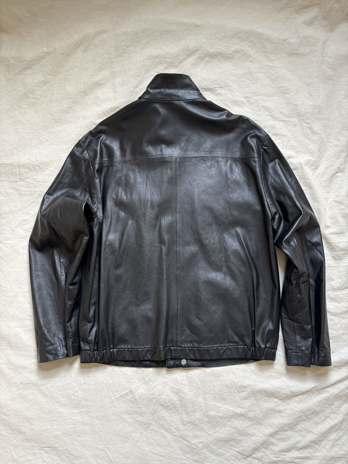 Canali Canali Black Leather Jacket Size IT50 Size US M / EU 48-50 / 2 - 2 Thumbnail
