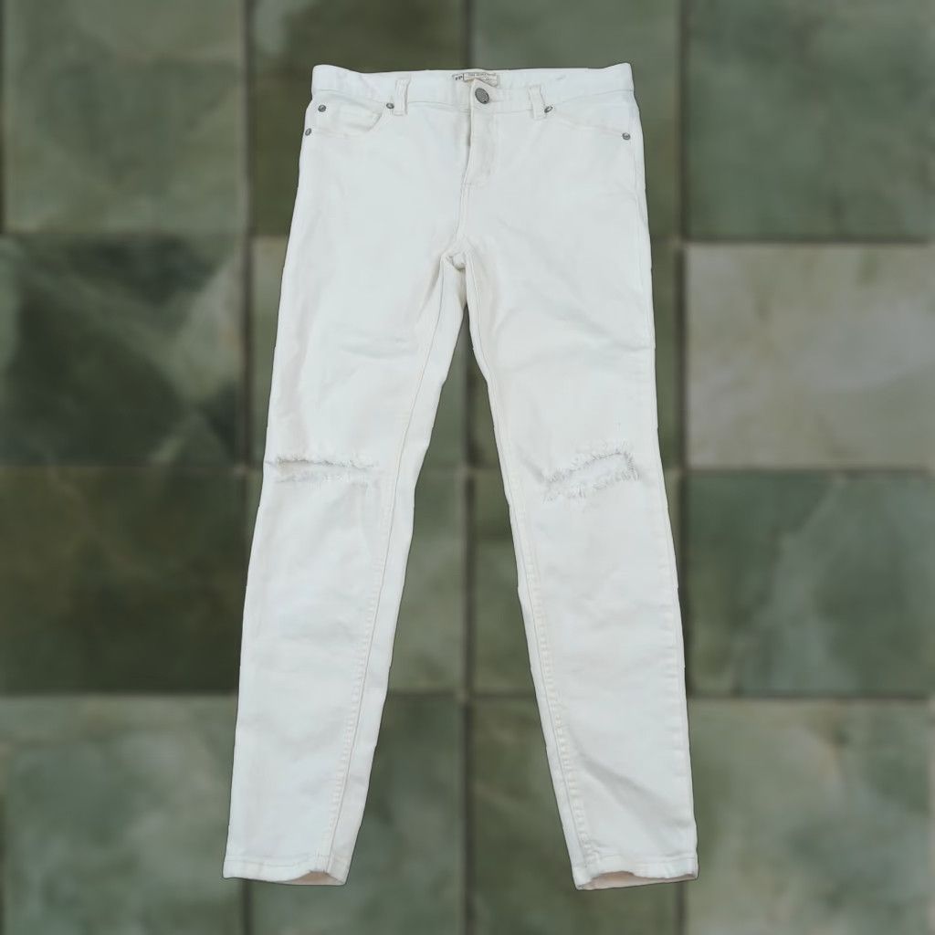 Free People Free People Womens White Skinny Jeans Distressed Stretch Size 29 30x26 Size 29" - 1 Thumbnail