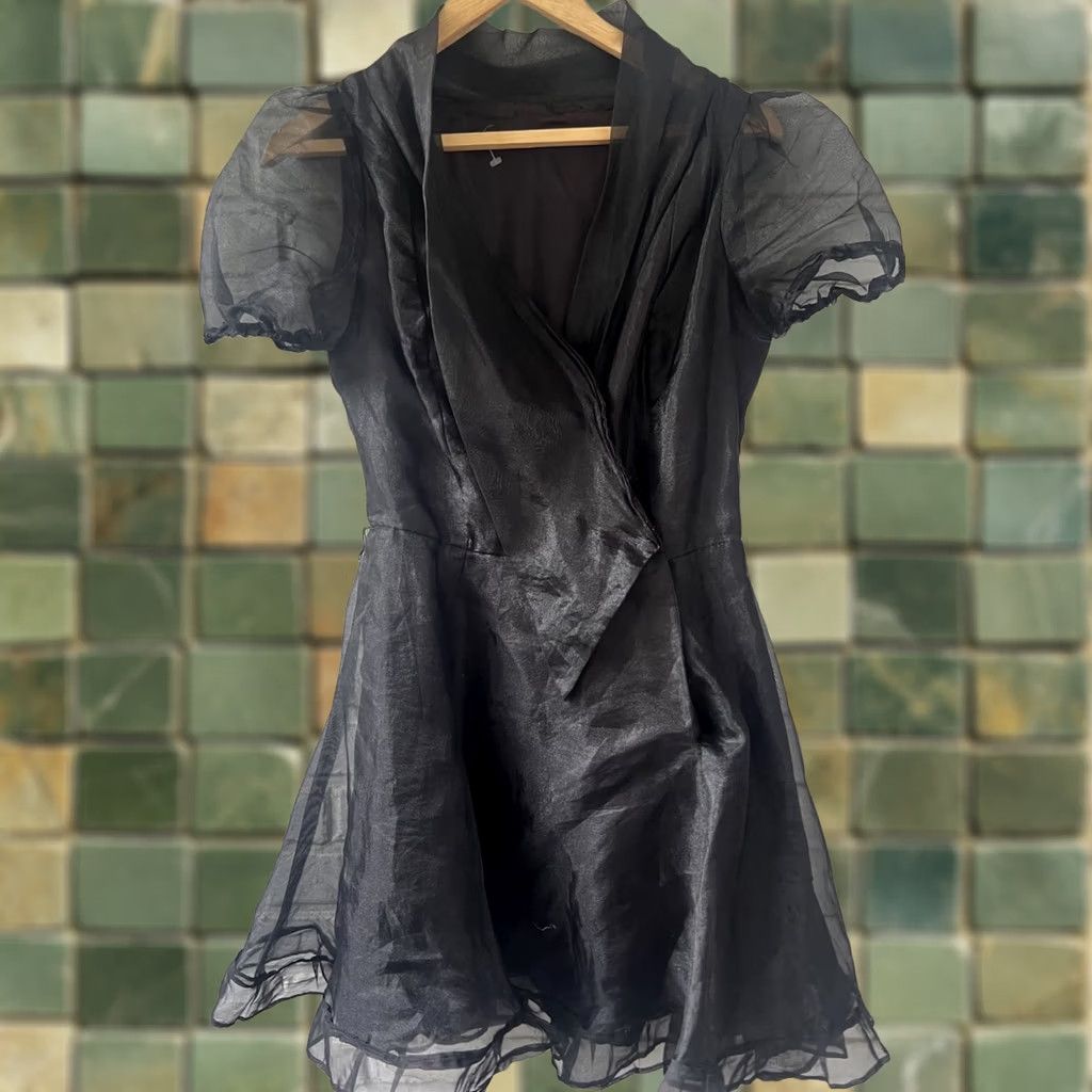 Vintage VINTAGE Swing Wrap Dress Chiffon Sleeve Small 1950s Black Womens XS/S Small Size 26" / US 2 / IT 38 - 1 Thumbnail