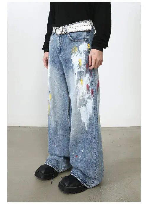 Japanese Brand American graffiti straight loose hip-hop jeans men y2k Size US 32 / EU 48 - 5 Thumbnail