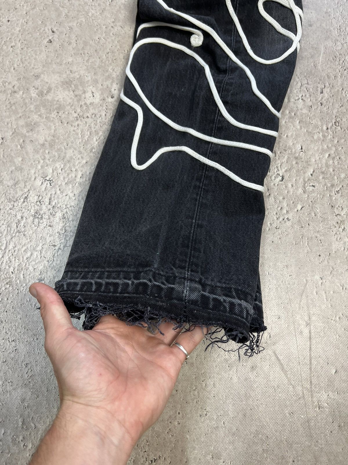 Levi's × Levi's Vintage Clothing Levis 501 Custom Skeleton Jeans Denim FUCK DISTRESSED PANTS Size US 32 / EU 48 - 12 Thumbnail