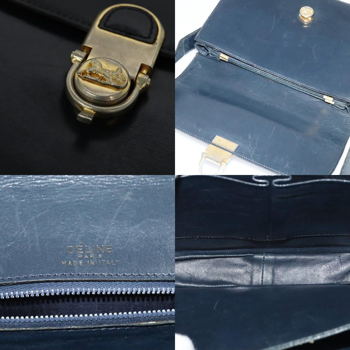 Celine CELINE Shoulder Bag Leather Navy Gold Size ONE SIZE - 11 Thumbnail