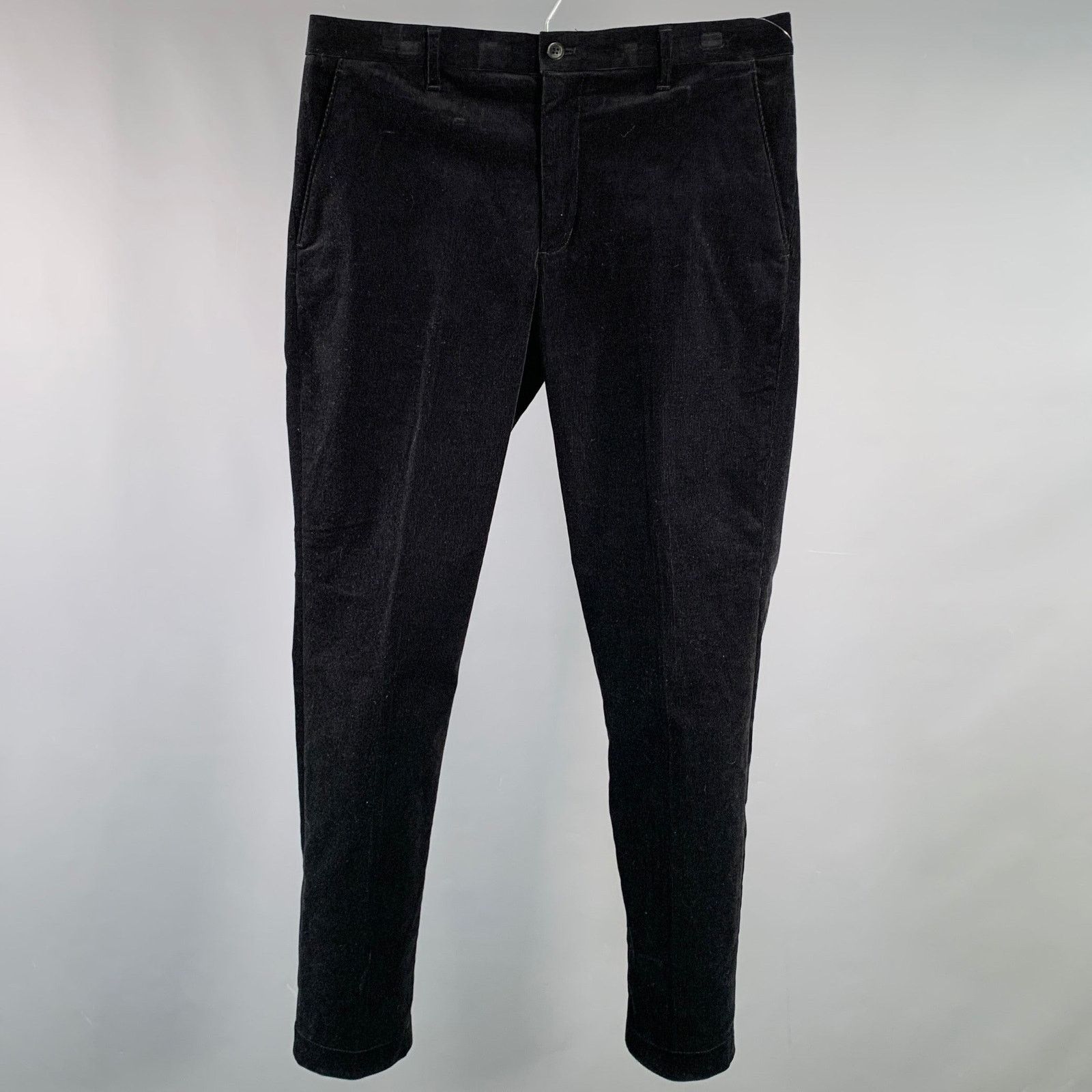 Global Work GLOBAL WORK Size L Black Corduroy Drawstring Casual Pants Size US 32 / EU 48 - 1 Thumbnail