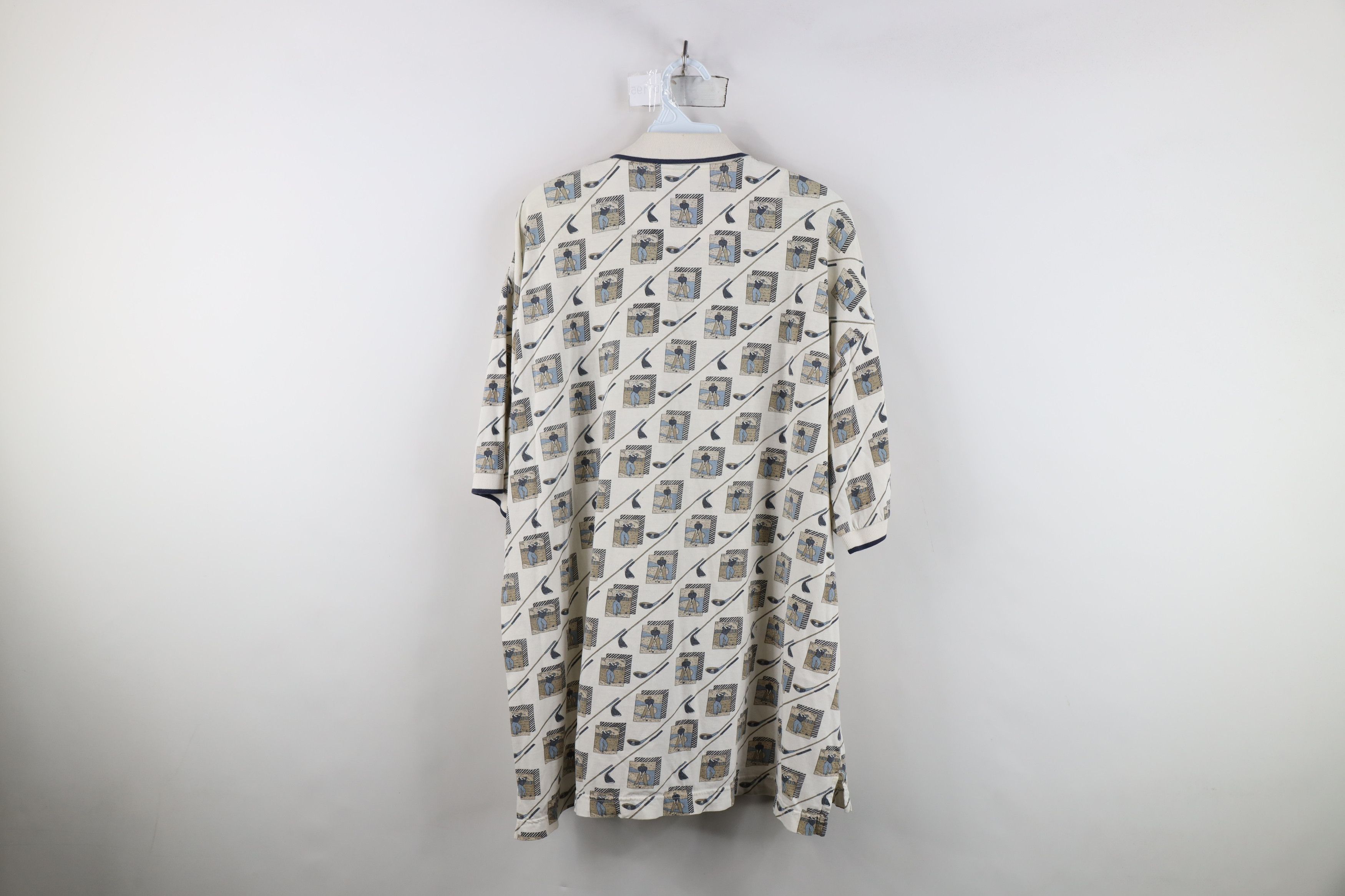 Vintage Vintage 90s Streetwear Print Collared Polo Shirt Cotton Size US XXL / EU 58 / 5 - 11 Thumbnail