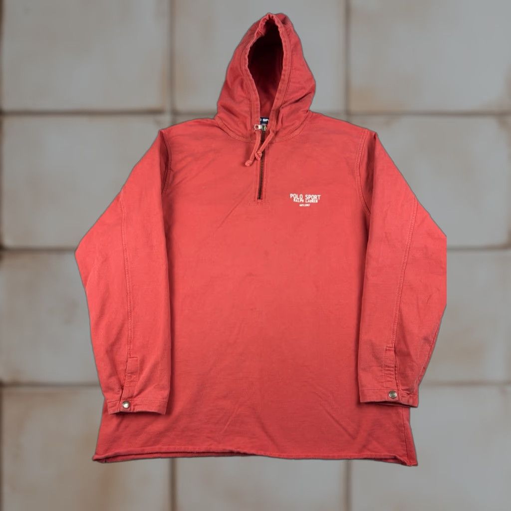 Vintage VINTAGE Polo Sport Ralph Lauren Hoodie Sweatshirt Red XL Men 90s Pullover Drawstring Logo Cotton Fleece Size US XL / EU 56 / 4 - 1 Thumbnail