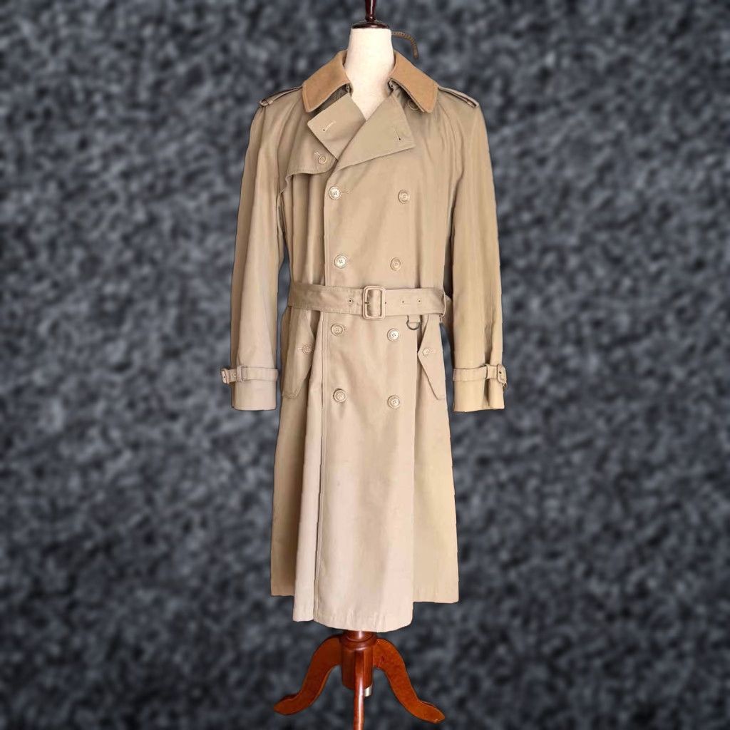 Vintage VINTAGE J.H. HOOK Trench Coat Khaki Nova Check & Wool Liner Collar Throat Latch Coat 40 Regular Mens Size US XXS / EU 40 - 1 Thumbnail