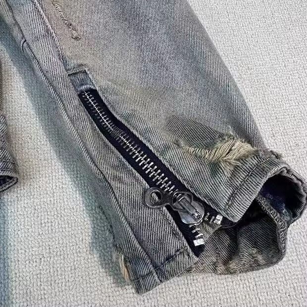 Japanese Brand × Vintage Collarless wash denim motorcycle jacket Size US M / EU 48-50 / 2 - 16 Thumbnail