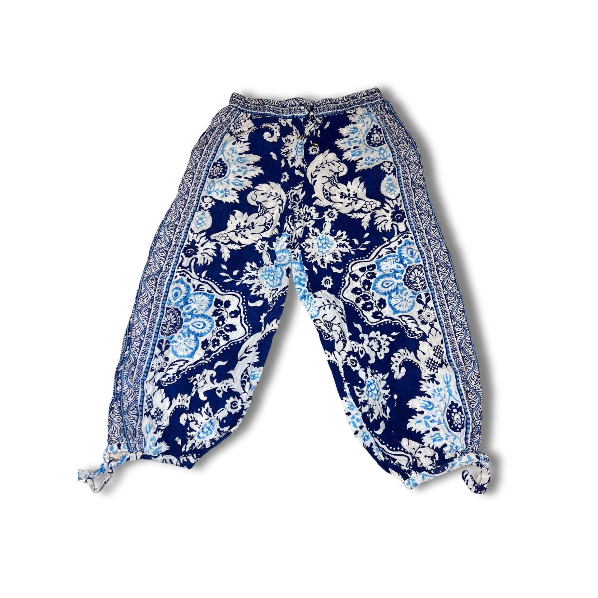 Rachel Zoe Rachel Zoe Floral Boho Blue Print Pants Size S With Drawstri Size 26" / US 2 / IT 38 - 2 Thumbnail