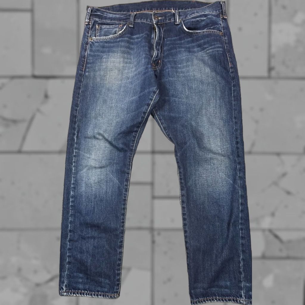 Ralph Lauren Denim & Supply Ralph Lauren Slim Fit Mens Jeans Dark Fade Distress Wash Size 38x30 Denim Jeans Straight 5-Pocket Mens Blue Regular Fit 38x30 Size US 38 / EU 54 - 1 Thumbnail