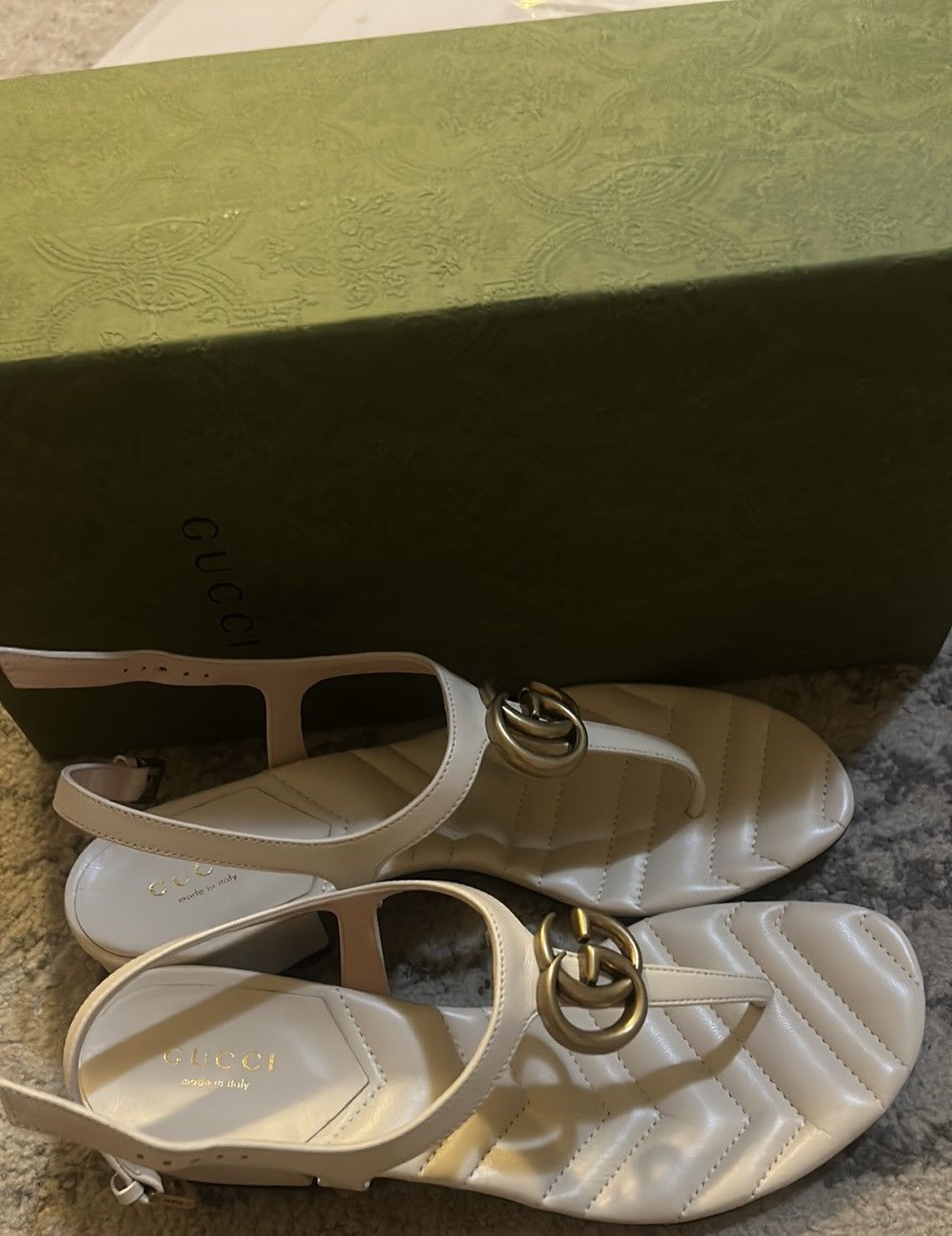 Gucci Gucci Double G Thong Sandal Nappa Mystic White Size US 7 / IT 37 - 3 Thumbnail