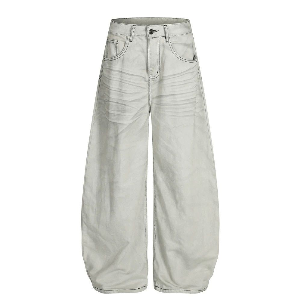 Jean Men's retro spray-painted dirty wide-leg scimitar trousers Size US 32 / EU 48 - 1 Thumbnail