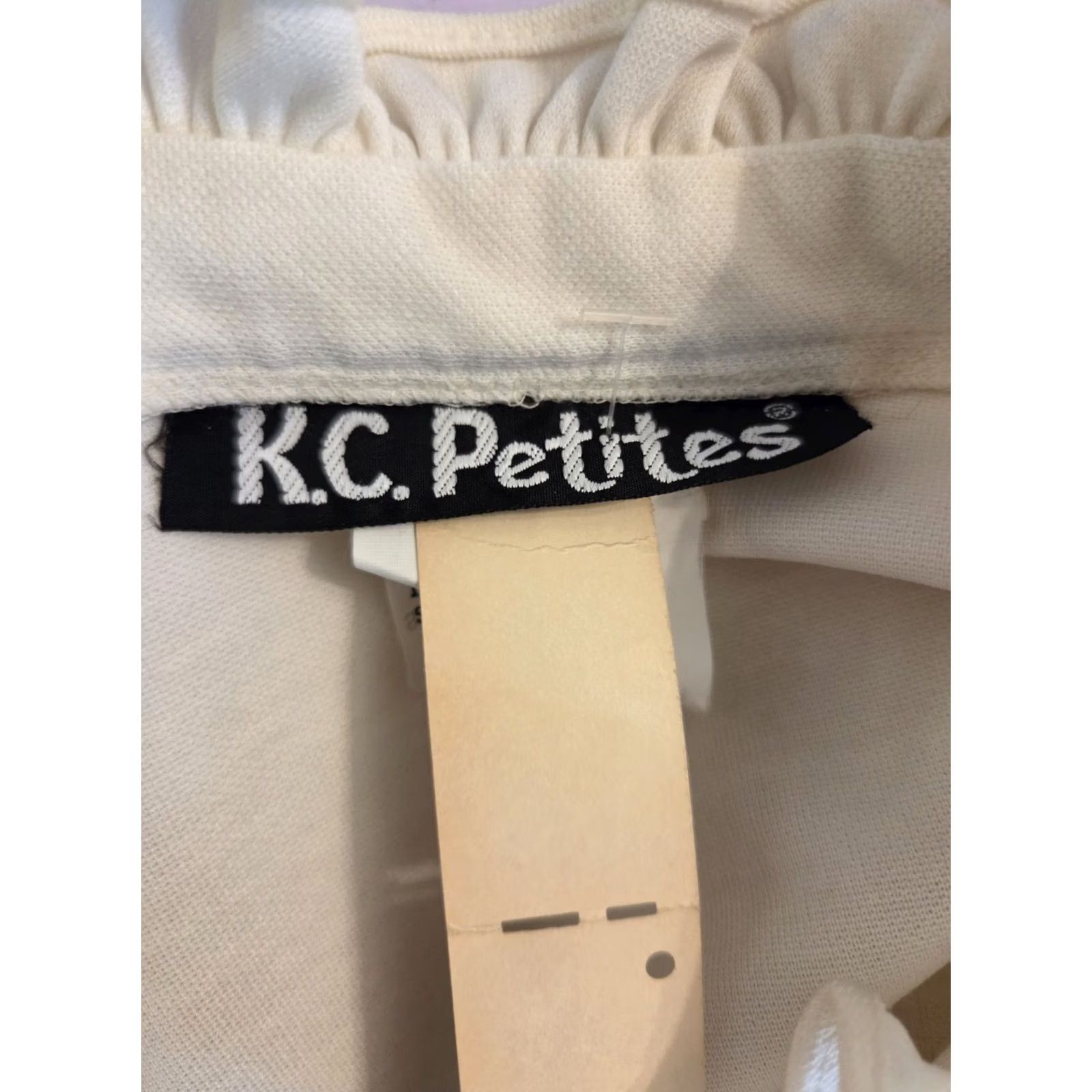 Vintage VINTAGE KC Petites 80s Ivory Dress A Line Belt Ruffle Collar 12P Petites Size XL / US 12-14 / IT 48-50 - 6 Thumbnail