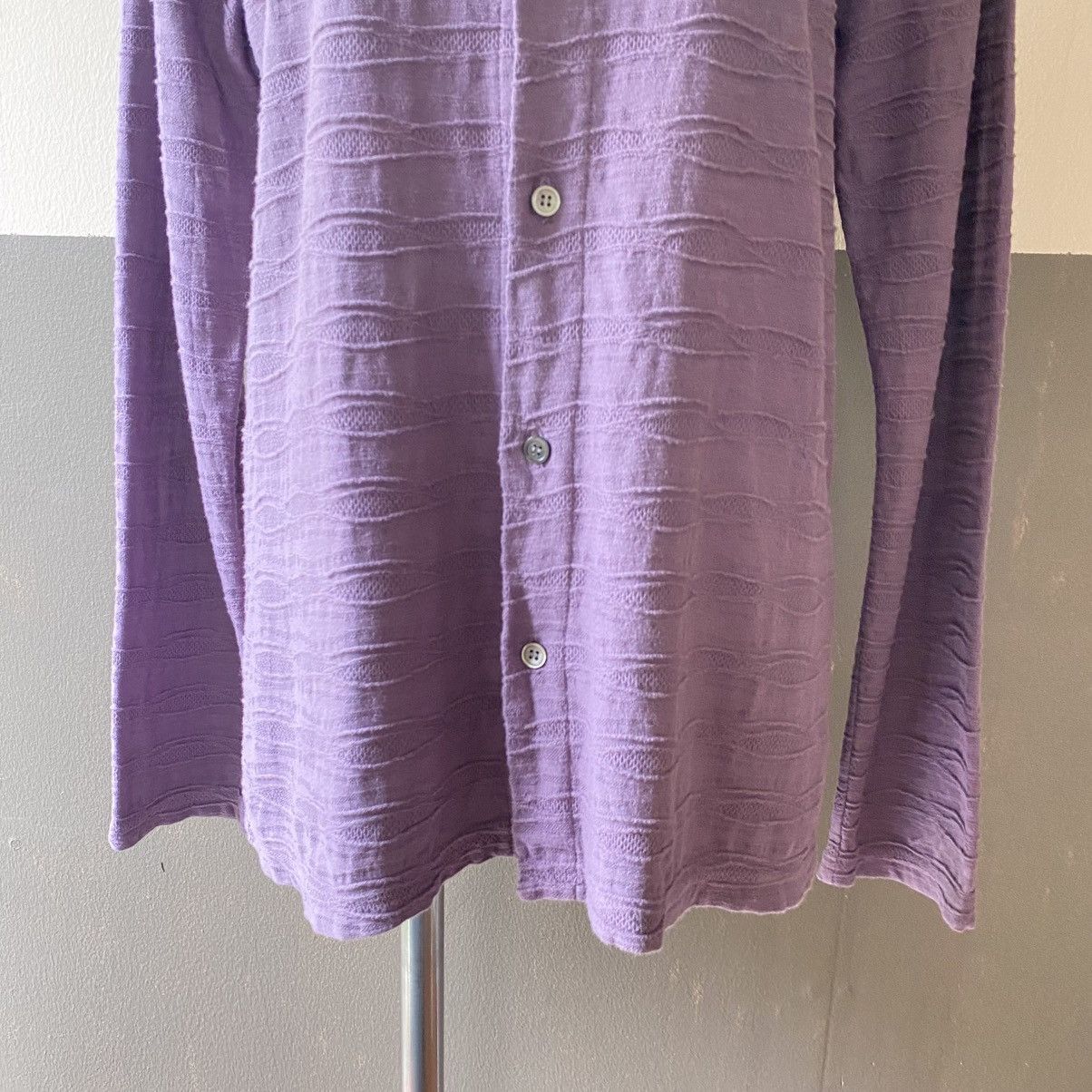 Issey Miyake Plantation Lavender Textured Stand Collar Shirt Size M / US 6-8 / IT 42-44 - 9 Thumbnail