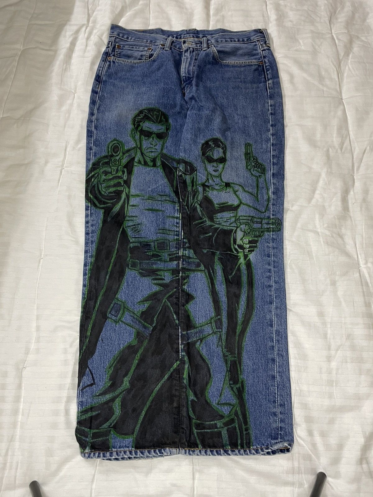Handmade Vintage Custom Hand Made Matrix Custom Jeans Denim Size US 32 / EU 48 - 1 Thumbnail
