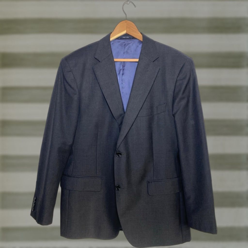 Suitsupply Suitsupply Wool Suit Jacket Perennial Vitale Barberis Canonico Italy Sz 44 Dark Gray Solid Two-Button Single-Breasted Men’s Jacket, 44 Reg Size 44R - 1 Thumbnail