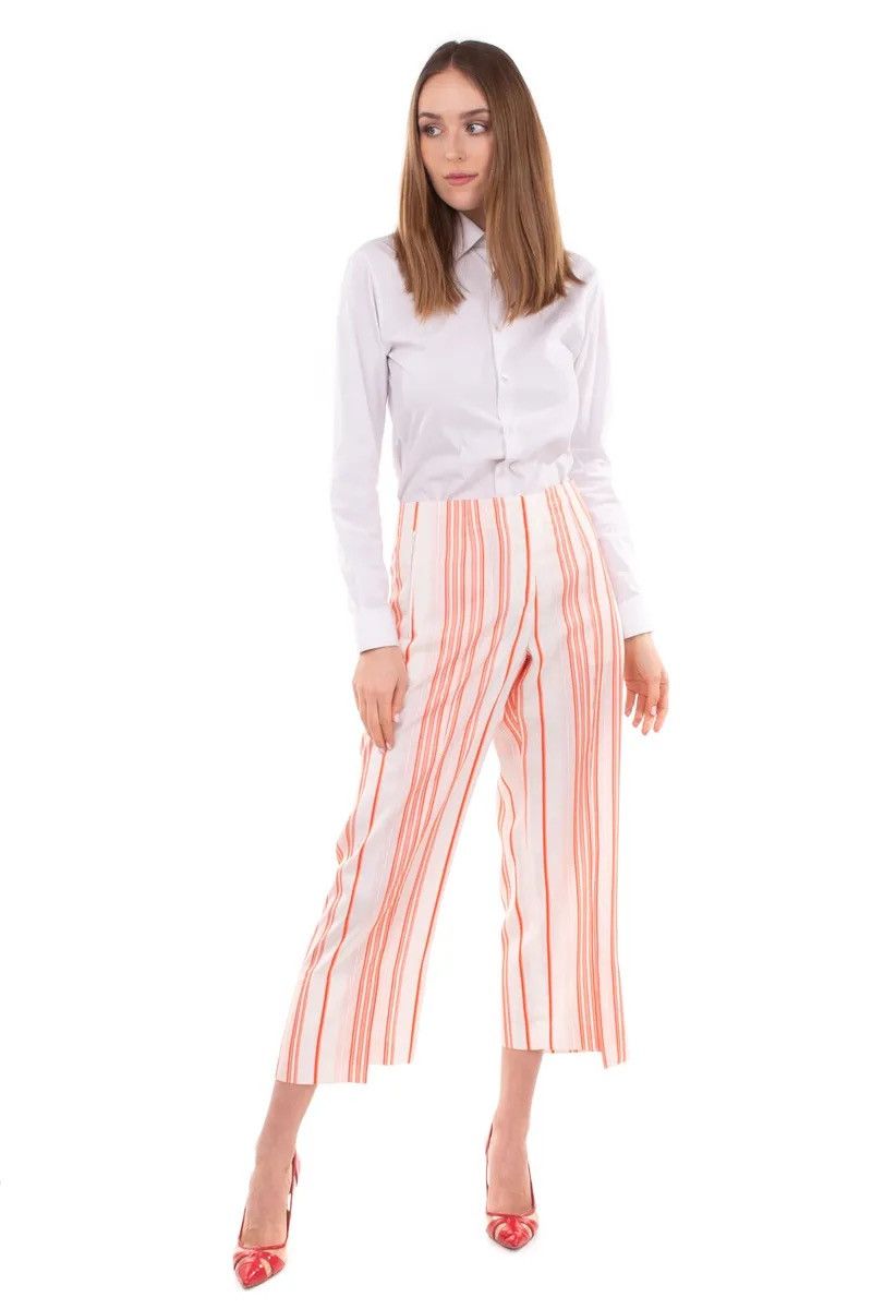 Jil Sander Jil Sander Silk Trousers Striped Cropped Made In Italy Size 30" / US 8 / IT 44 - 2 Thumbnail
