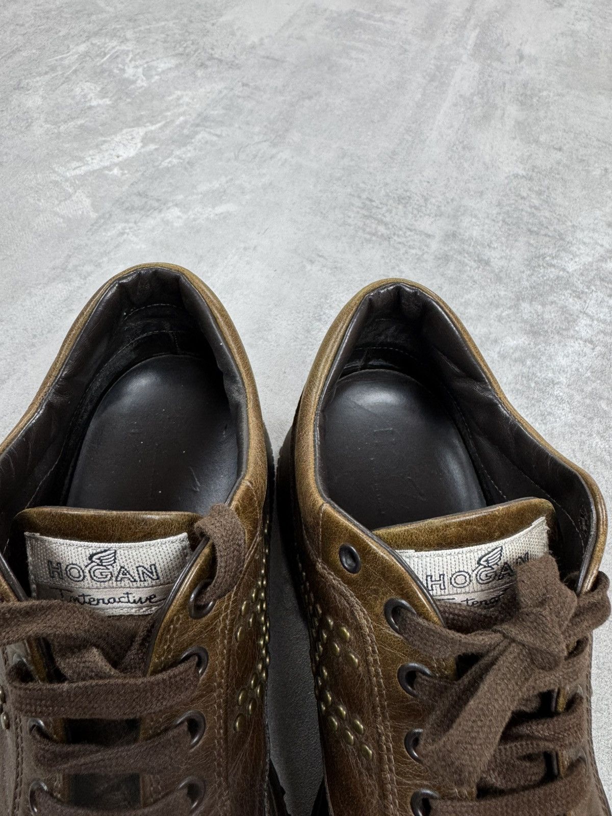 Hogan Womens Leather Brown Low Top Walking Sneakers Size 39