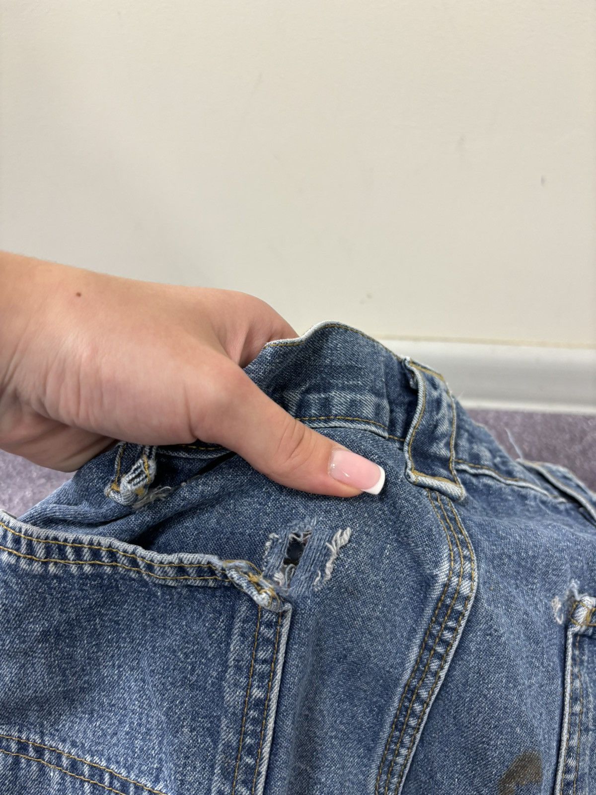 Carhartt Vintage 90s Carhartt USA Hype Work Blue Denim Shorts Jorts Size US 36 / EU 52 - 9 Thumbnail