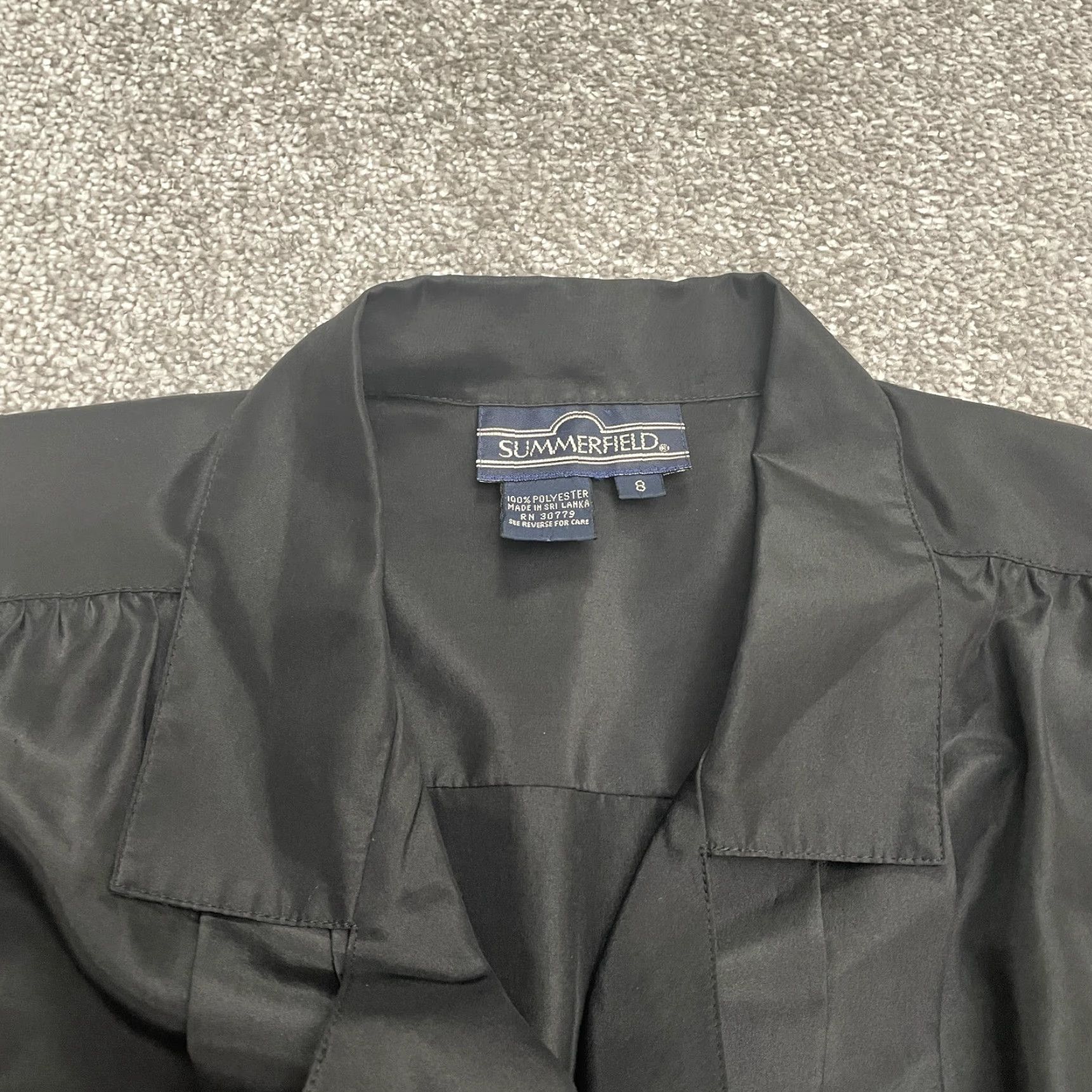 Vintage Summerfield Blouse Shirt Womens 8 Black Long Sleeve Satin Button Down Vintage? No Shirt Size M / US 6-8 / IT 42-44 - 3 Thumbnail