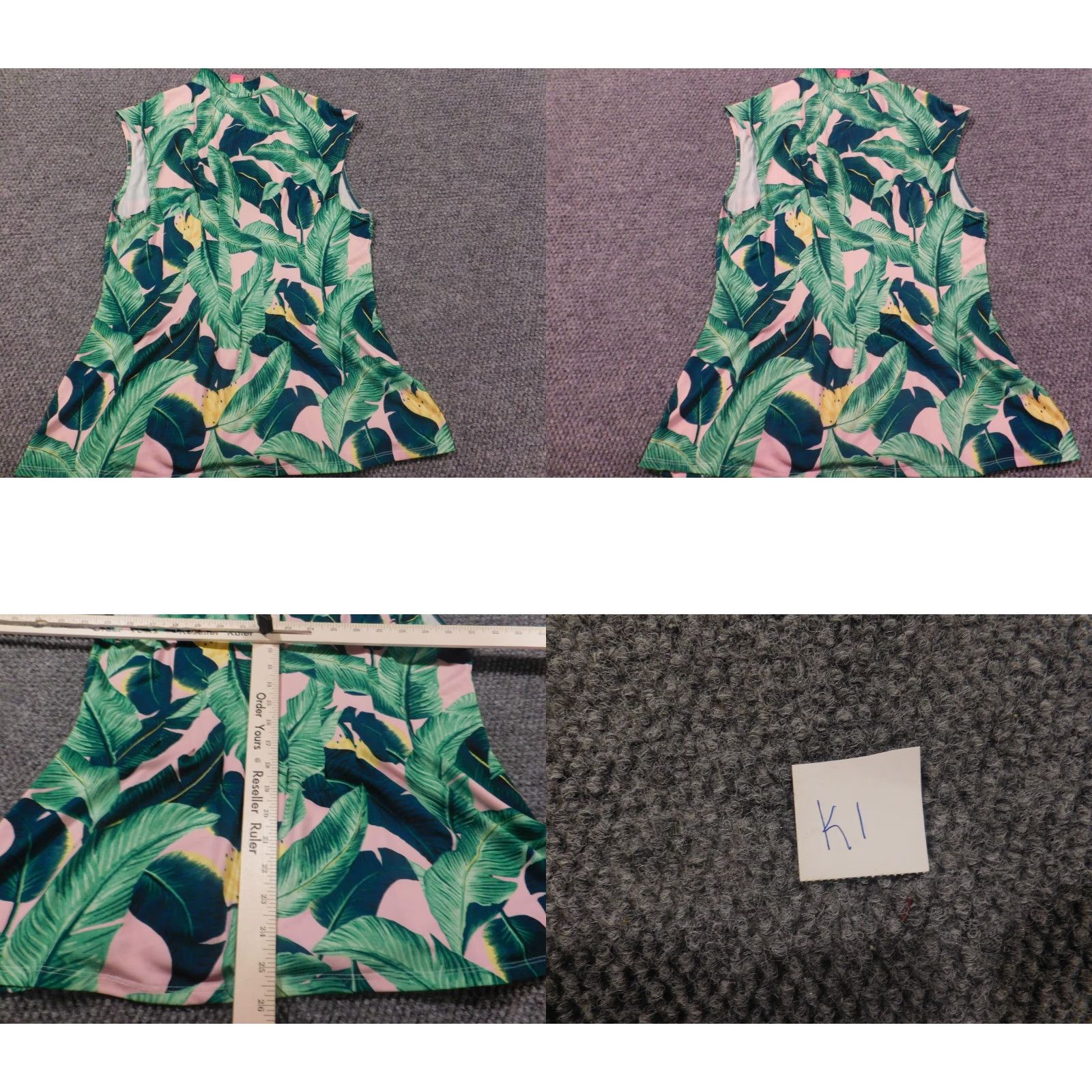 Vintage Catherine Malandrino Womens Blouse L Green Floral Sleeveless Crew Neck Pullover Casual Regular Polyester Artsy Basic style American Womens, Size L Size L / US 10 / IT 46 - 8 Thumbnail