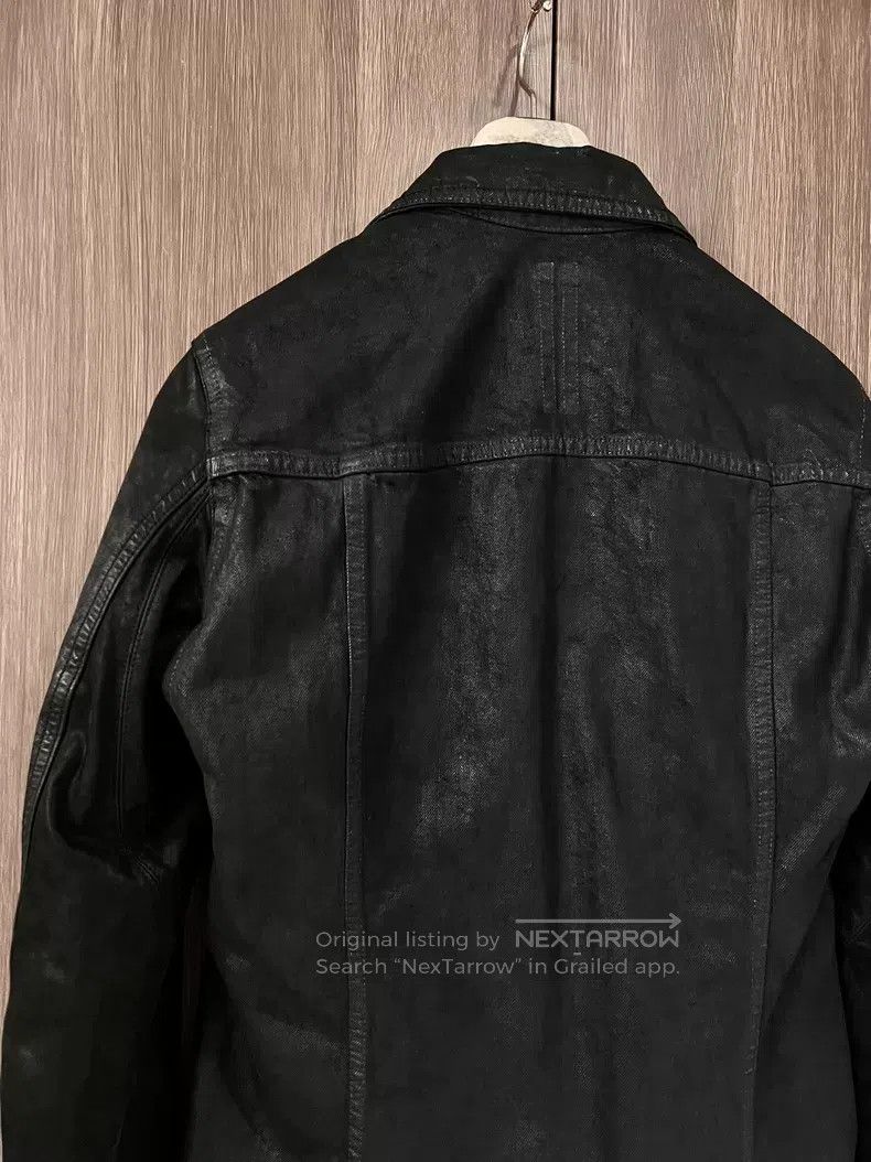 Rick Owens Wax-Coated Leather Sleeve Denim Jacket