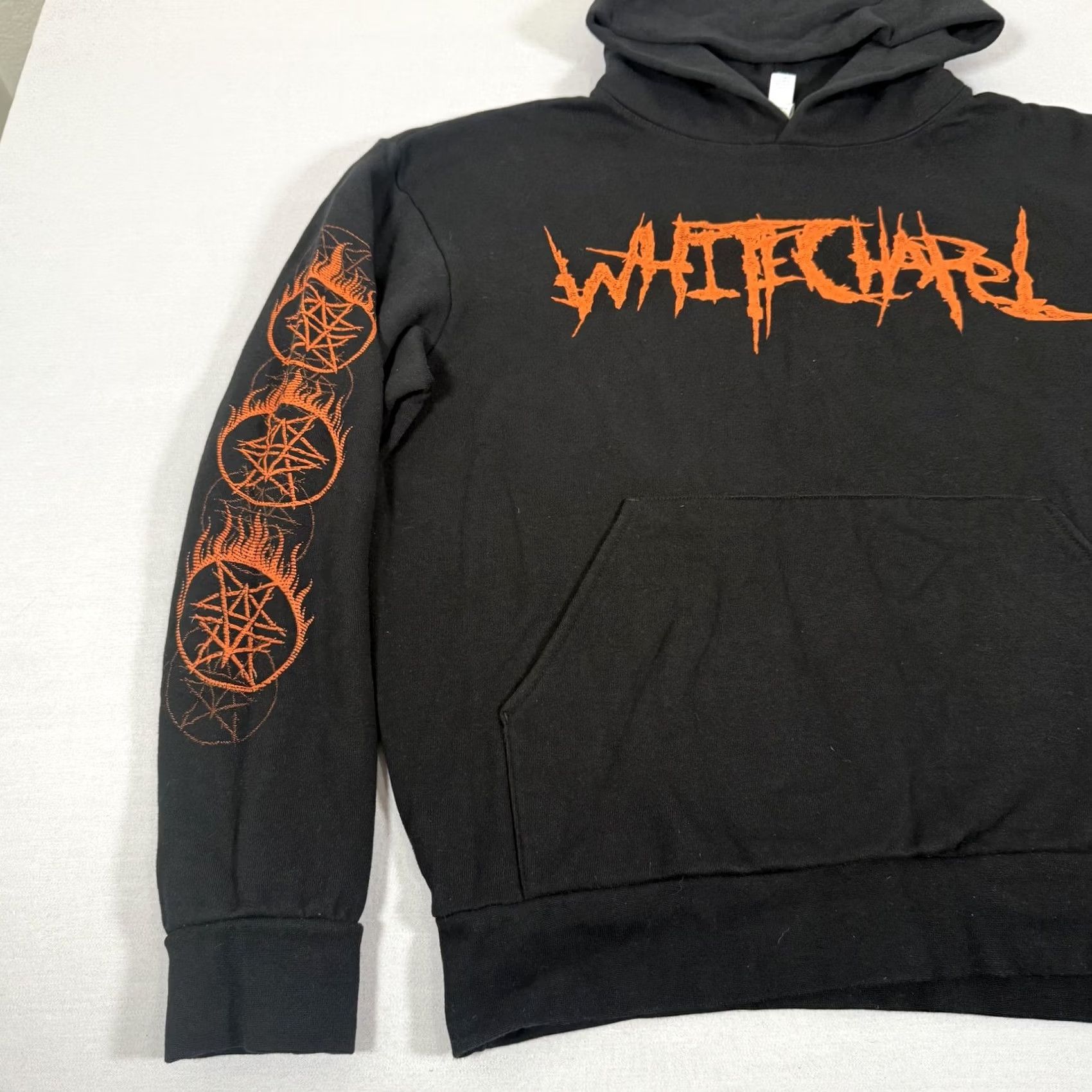 Vintage VINTAGE? No. Whitechapel Hoodie Men M Black Deathcore Band Graphic Print Pullover with Hooded Front Kangaroo Pocket Flames Clean Size US M / EU 48-50 / 2 - 4 Thumbnail