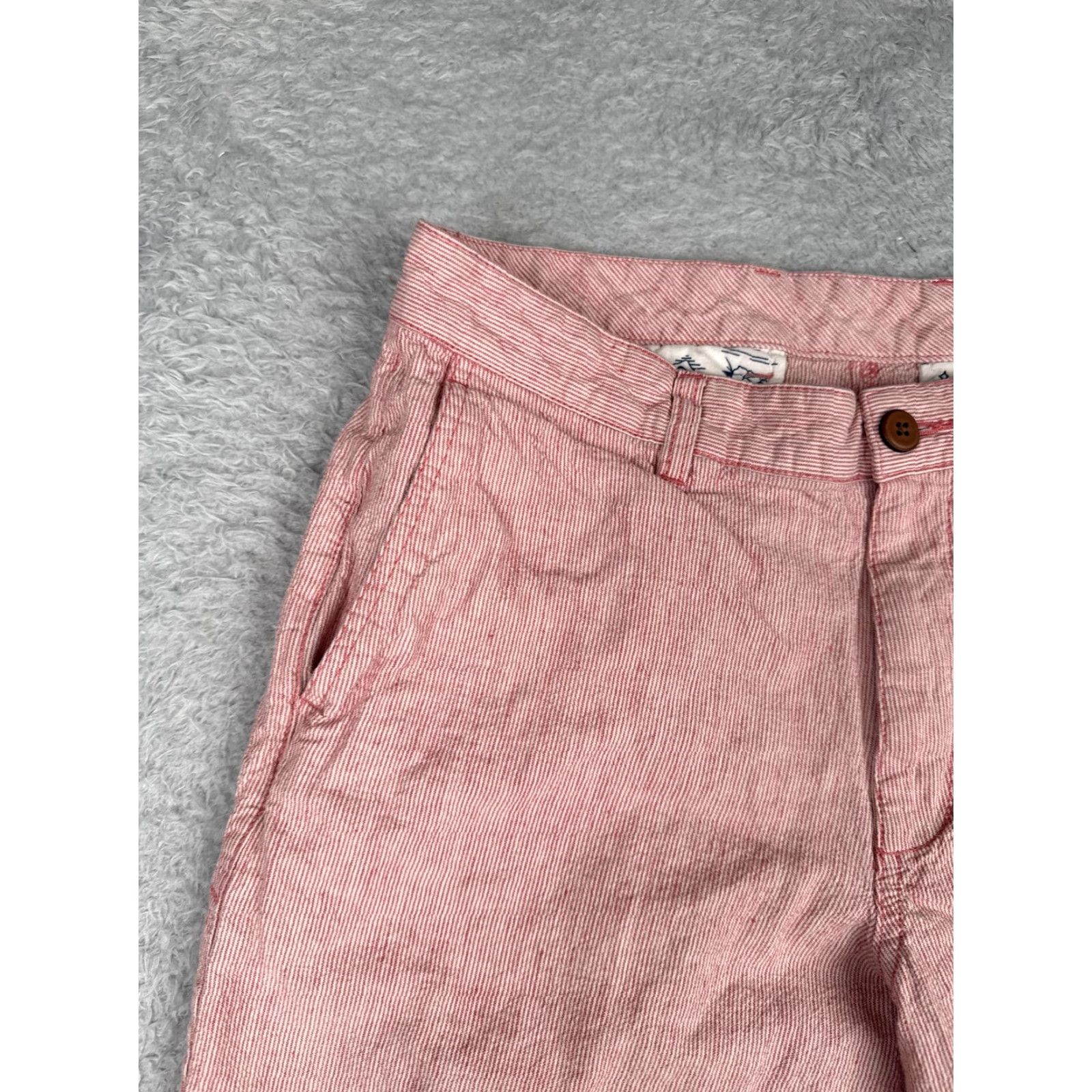 Tommy Bahama Tommy Bahama Mens Shorts 32 Red White Pinstripe Chino Flat Front Zip Fly Casual Size US 32 / EU 48 - 4 Thumbnail