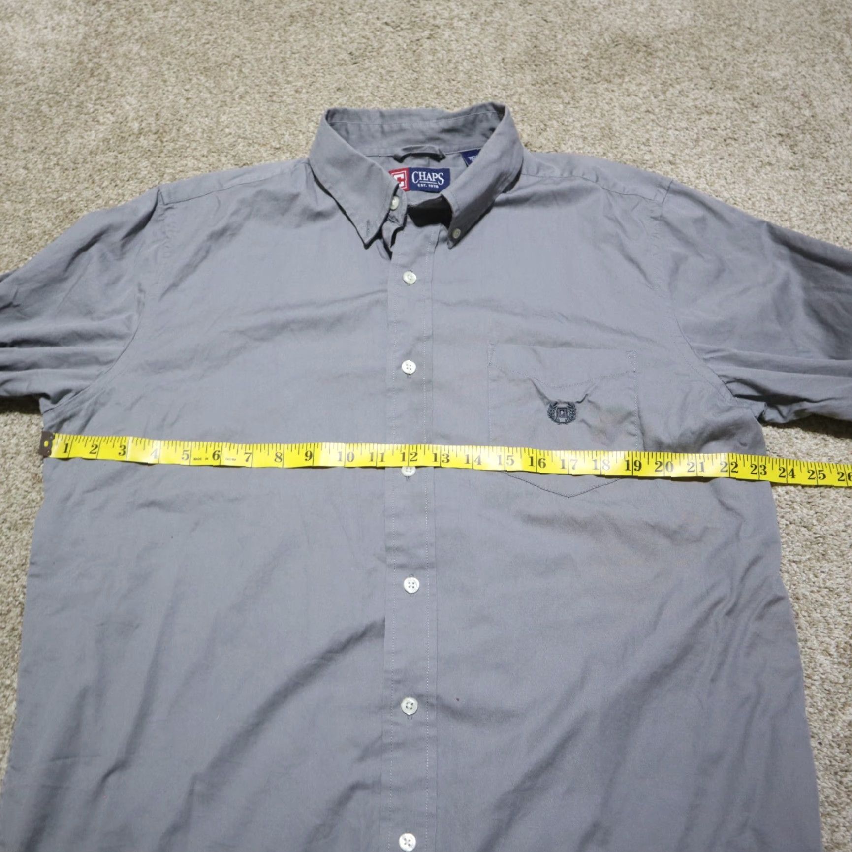 Chaps Chaps Shirt Long Sleeve Button-Up 100% Cotton Men L Gray Size US L / EU 52-54 / 3 - 4 Thumbnail