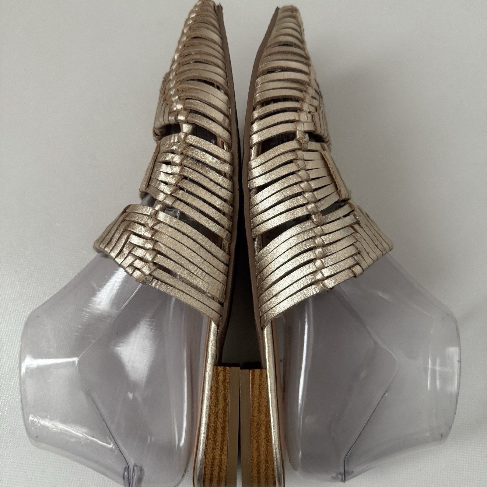 Matisse MATISSE East End Woven Gold Boho Leather Huarache Mules Size US 7 / IT 37 - 4 Thumbnail