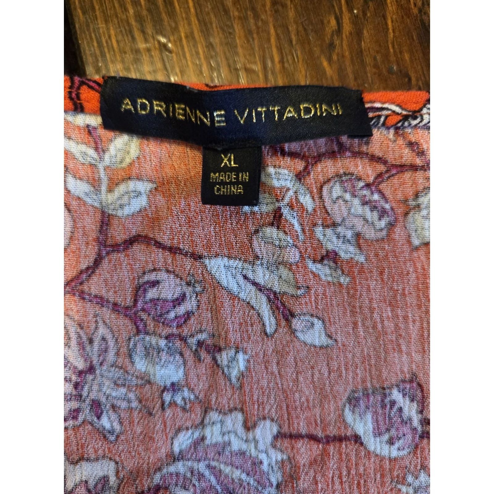 Vintage Adrienne Vittadini Orange Floral Crinkle Lace Trim Top Hippie Boho XL Womens Size XL / US 12-14 / IT 48-50 - 6 Thumbnail