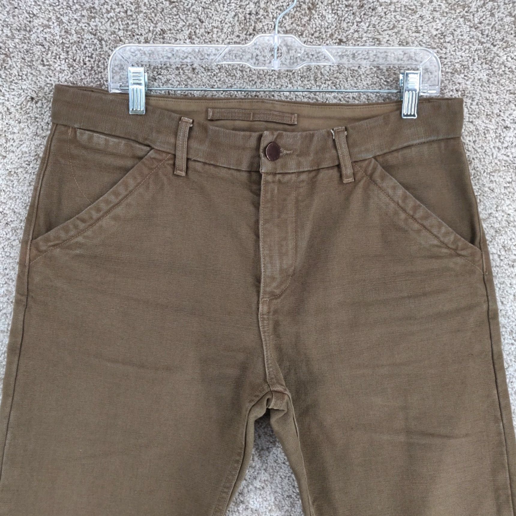 Freenote Cloth Freenote Cloth Workwear Chino Pants Mens 33 Slim Straight 14oz Tan Cotton Canvas Front Flat 5-Pocket USA Vintage No Size US 33 - 2 Thumbnail
