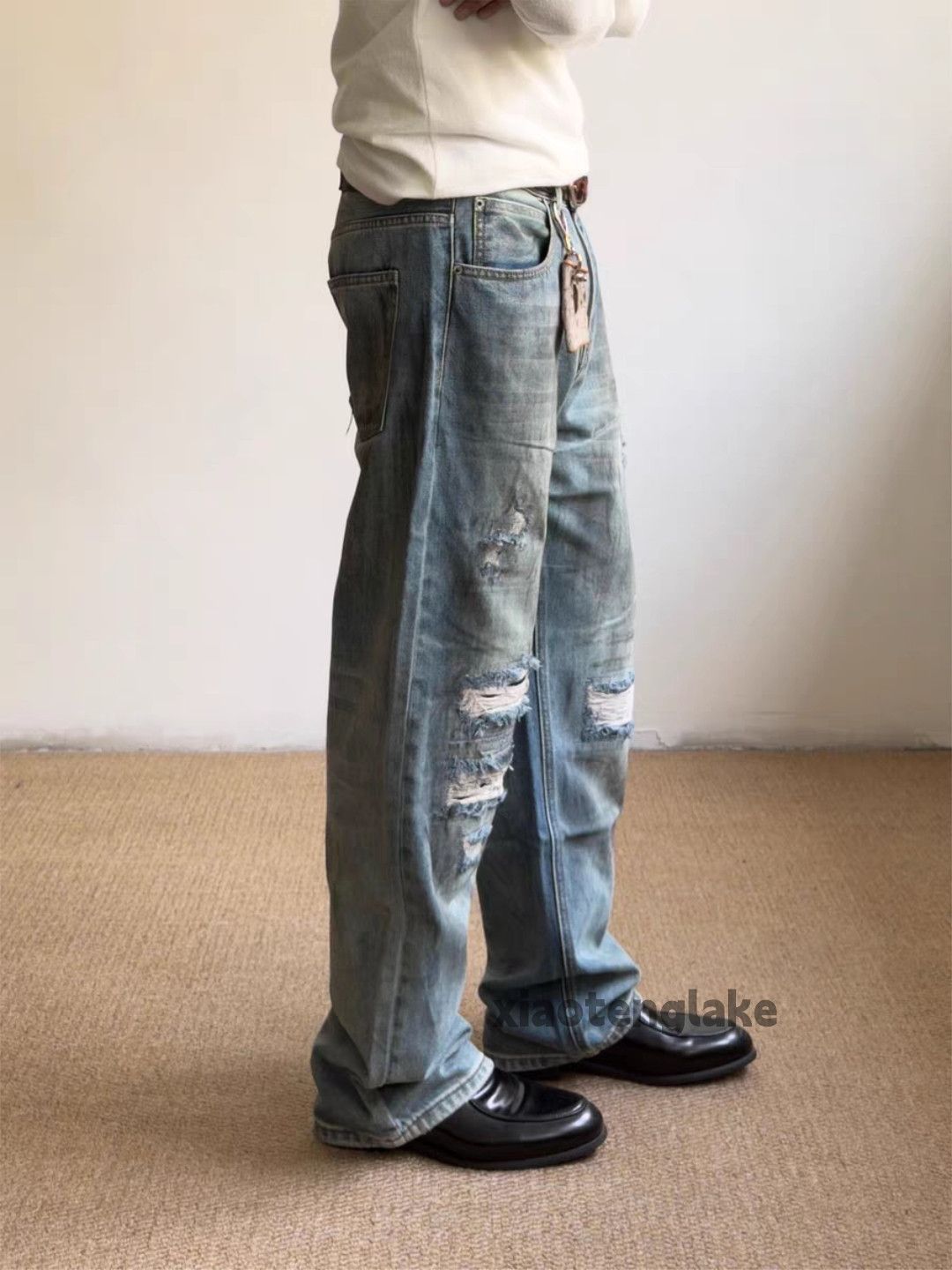 Jean zx vintage distressed faded punk grunge Stain jeans Size US 34 / EU 50 - 2 Thumbnail