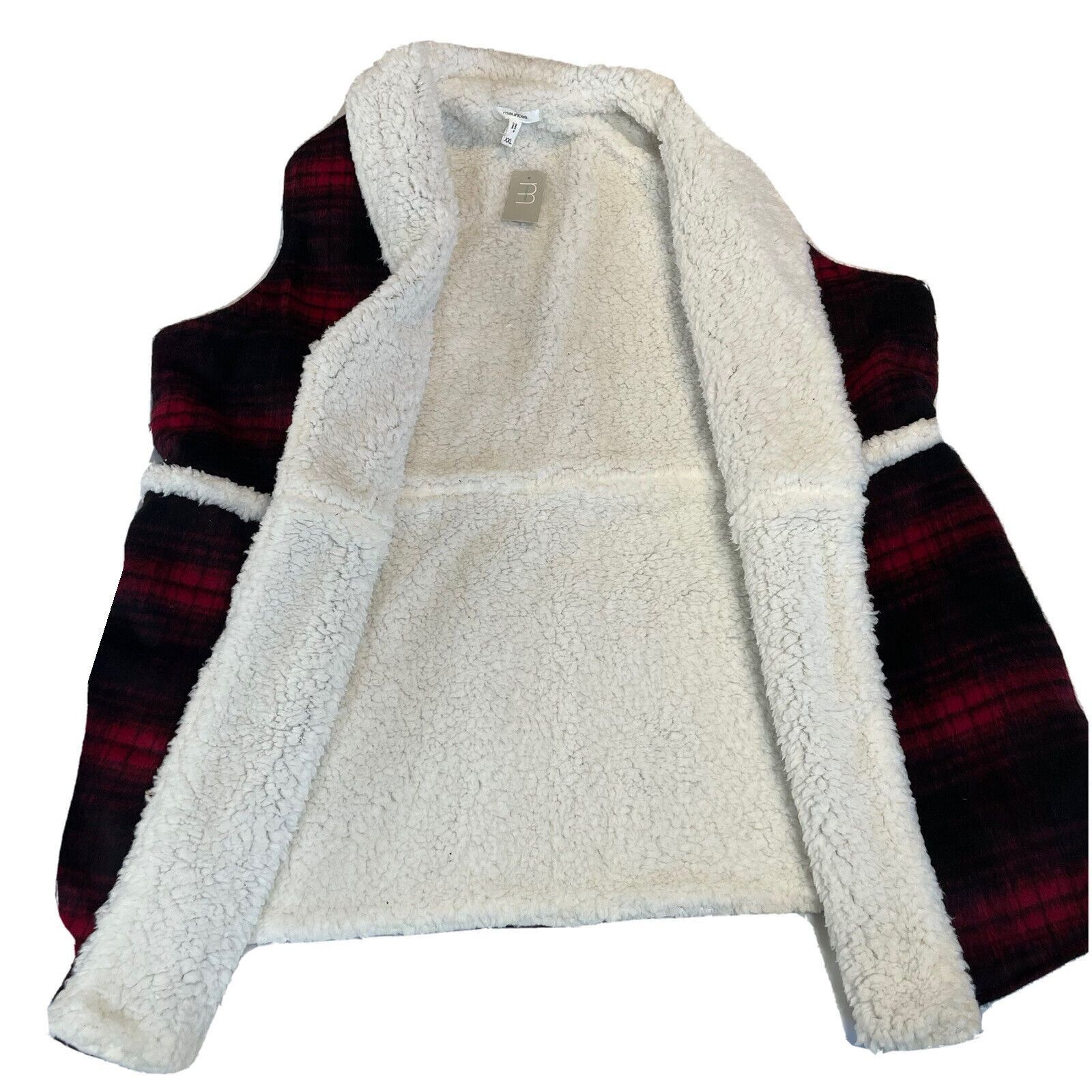 Other Maurice's Red & Black Plaid Sherpa Lined Vest Sz XXL Wool Bl Size XXL / US 16-18 / IT 52-54 - 2 Thumbnail