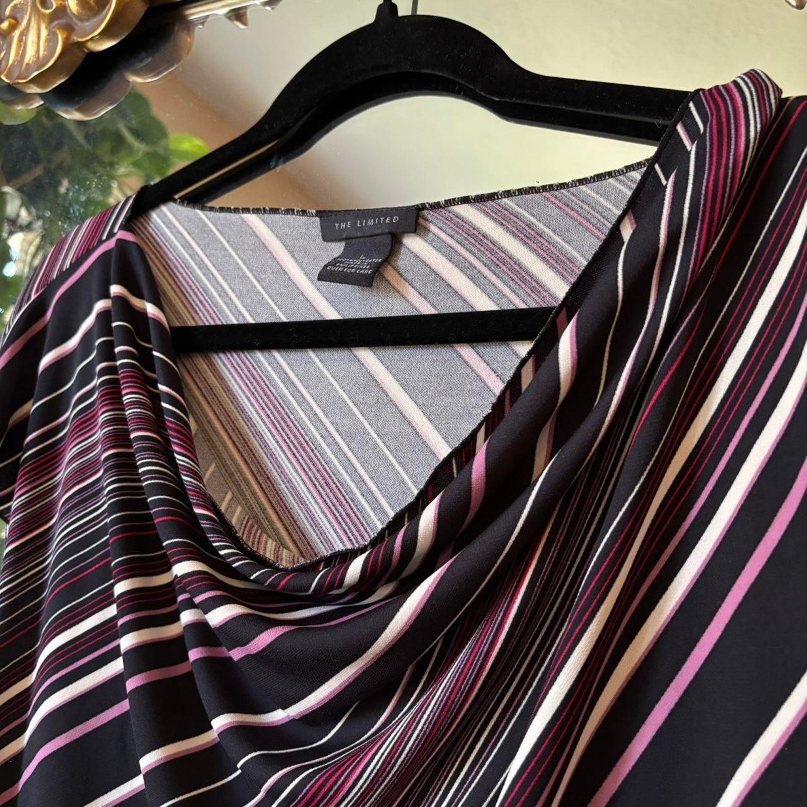 Vintage Vintage The Limited Black Striped Cowl Neck Blouse Large Size L / US 10 / IT 46 - 5 Thumbnail