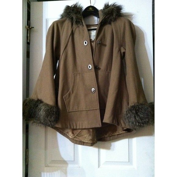 Guess GUESS WOMEN'S WOOL BLEND JACKET WITH HOODED FUR SIZE: M Size M / US 6-8 / IT 42-44 - 3 Thumbnail