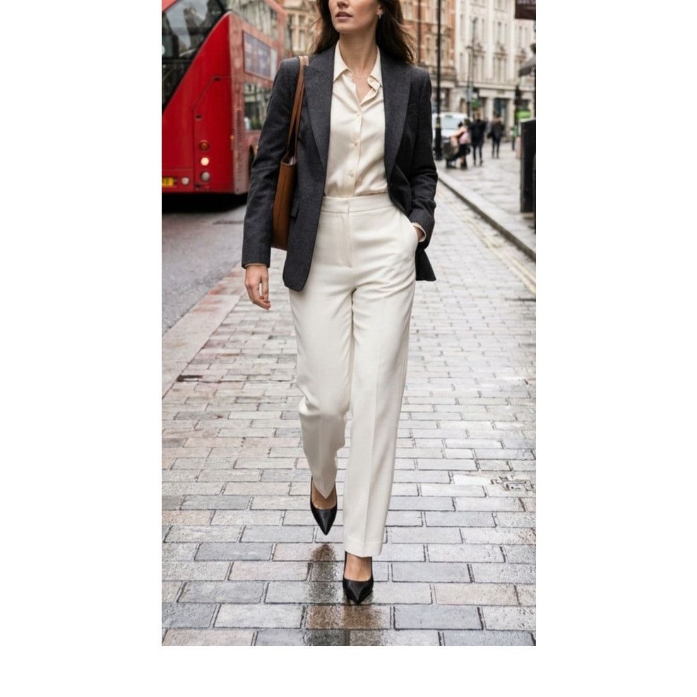 LK Bennett NWT L.K. Bennett Millie White Kick Flare Trousers Size 4 Size 27" / US 4 / IT 40 - 6 Thumbnail