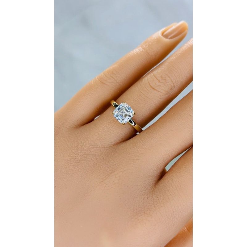 Other 2ct Asscher Cut Moissanite Solitaire Engagement Ring Size ONE SIZE - 3 Thumbnail