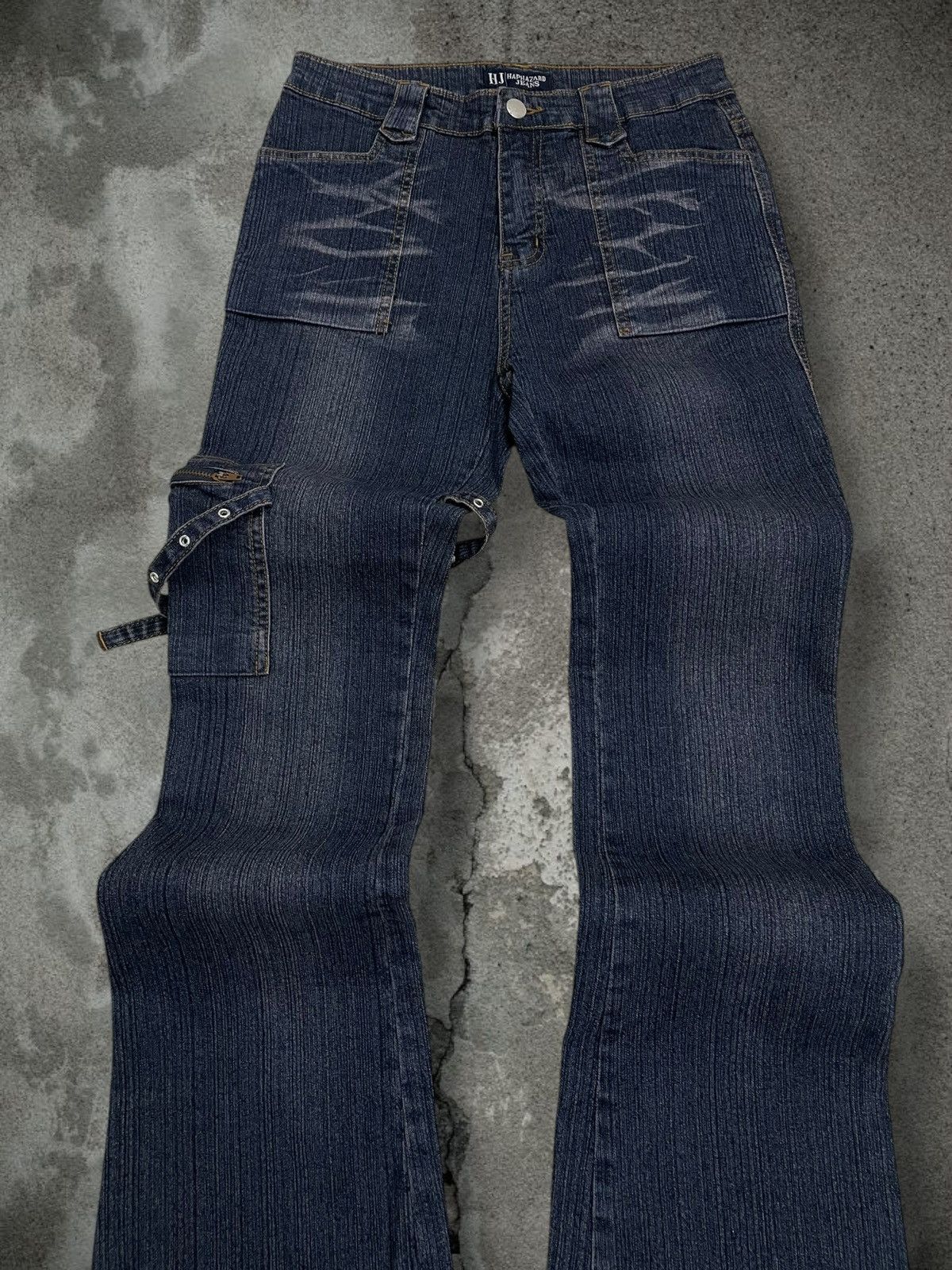 Designer Vintage Og 90s Japan Designer Haphazard Flared Bondage Denim Size US 27 - 4 Thumbnail