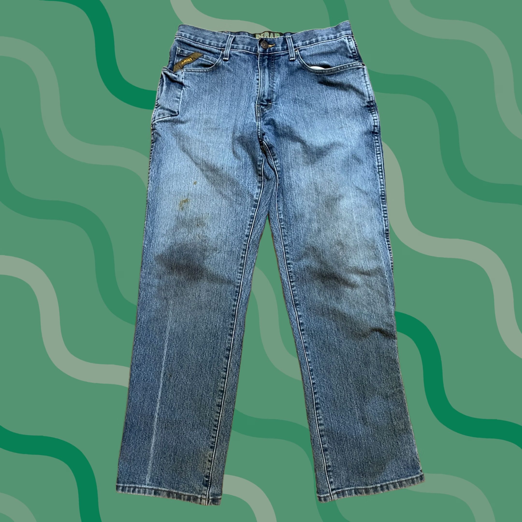 Ariat Ariat Jeans M3 33x32 Mens Straight Lightweight Denim 5-Pocket Blue Cotton Relaxed Cowboy Vintage: No Size US 33 - 1 Thumbnail