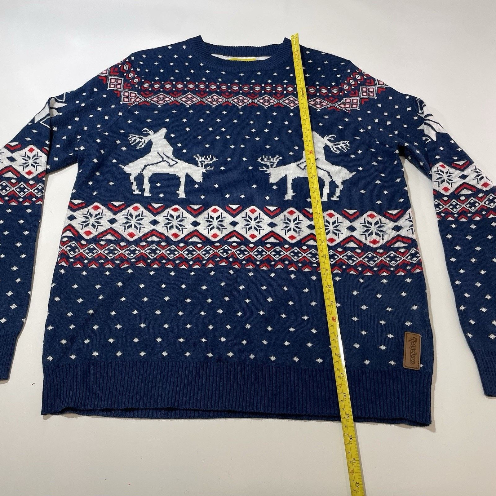 Tipsy Elves Tipsy Elves Reindeer Bangin Men’s Ugly Sweater Size L Blue Size US L / EU 52-54 / 3 - 3 Thumbnail