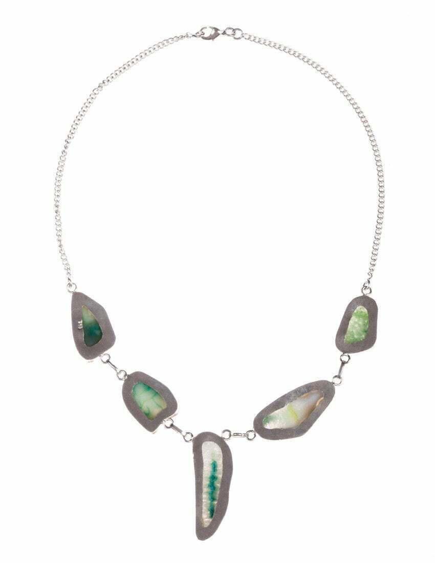 Handmade Sterling and Green Druzy Agate Stone Bezel Set Necklace Size ONE SIZE - 3 Thumbnail